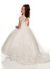 Short Sleeves Ivory Lace Tulle Latest Flower Girl Dress